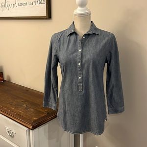 Lands End chambray 3/4 sleeve half button down